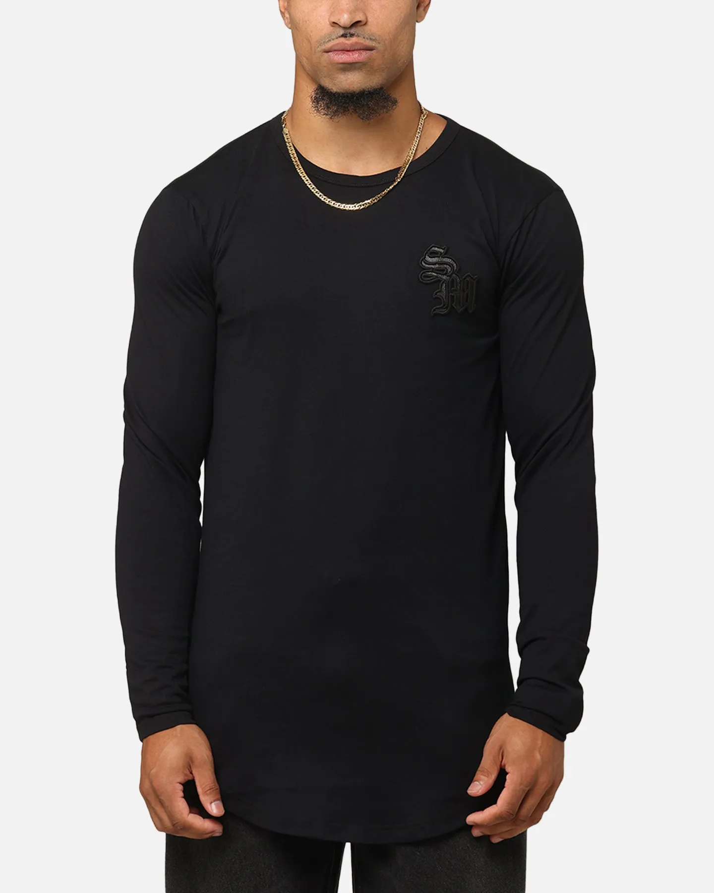 Saint Morta Gothic Monogram El Duplo Long Sleeve T-Shirt Black Beach Ease