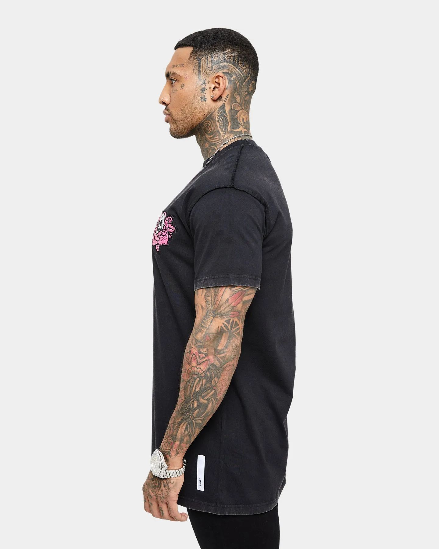 Saint Morta Skull Flower Lafayette T-Shirt Vintage Black Simple Comfort Limited Edition