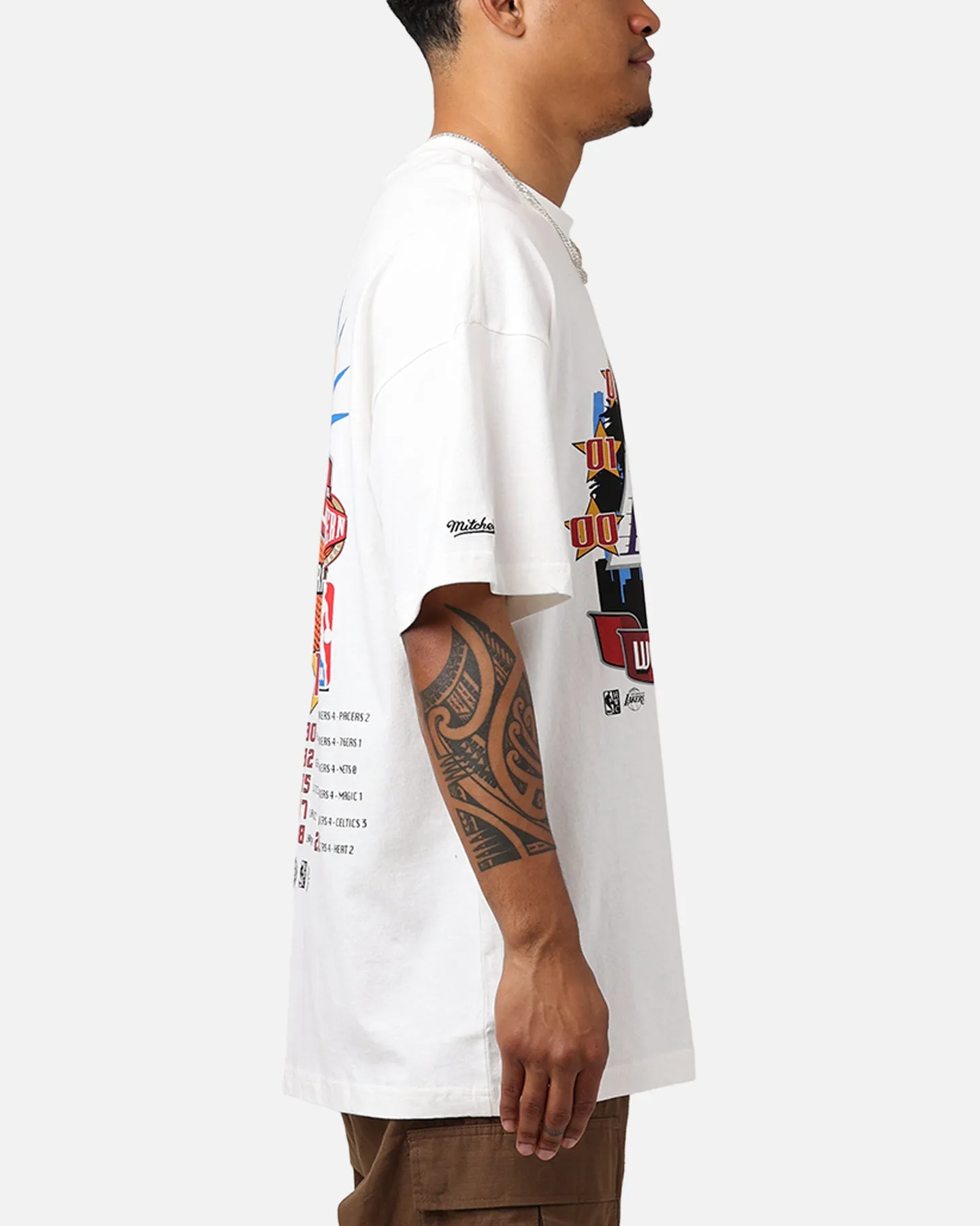 Microfiber Blend Mitchell & Ness Los Angeles Lakers Got Rings T-Shirt Egret
