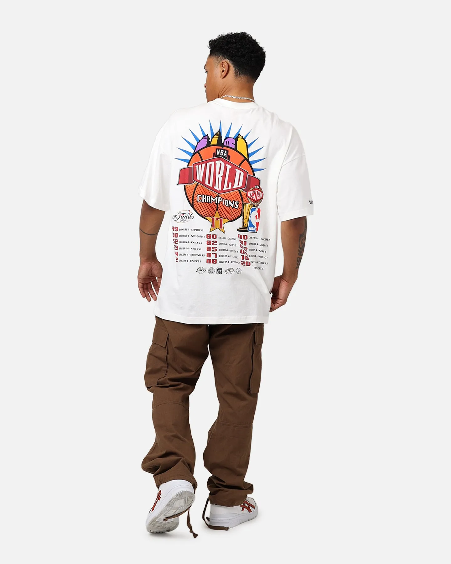 Temperature Regulating Fabric Lace trim Mitchell & Ness Los Angeles Lakers Got Rings T-Shirt Egret