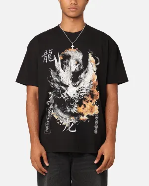 Saint Morta Azure Dragon T-Shirt Black Drop Shoulder Design Relaxed Torso Fit