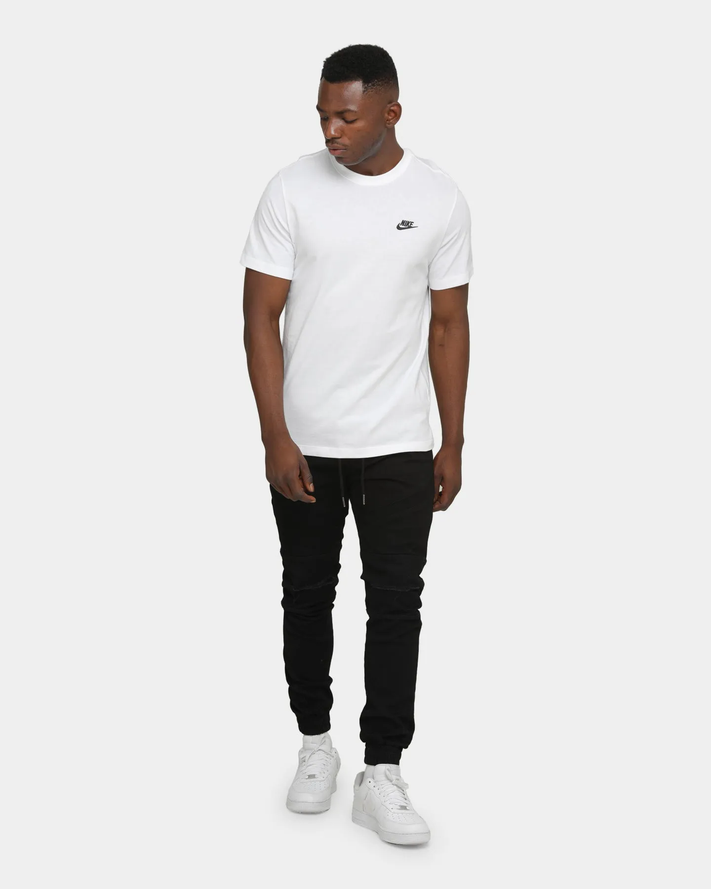 Bold Design Breathable Cotton Fabric Nike Men's Nike Sportswear Club Short Sleeve T-Shirt White/Black