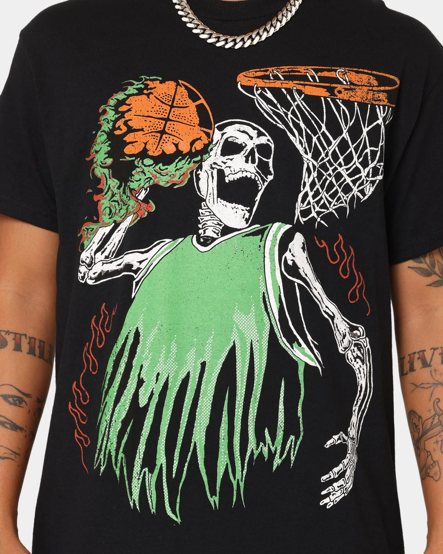 TearResistant Fabric Goat Crew Playoff Skeleton T-Shirt Black/Green