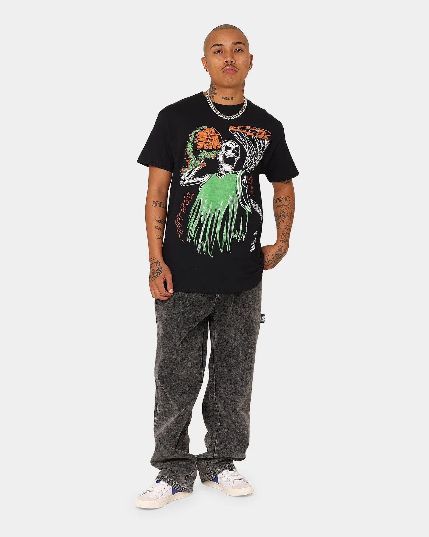 Goat Crew Playoff Skeleton T-Shirt Black/Green AntiStatic Properties GentleWashResistance