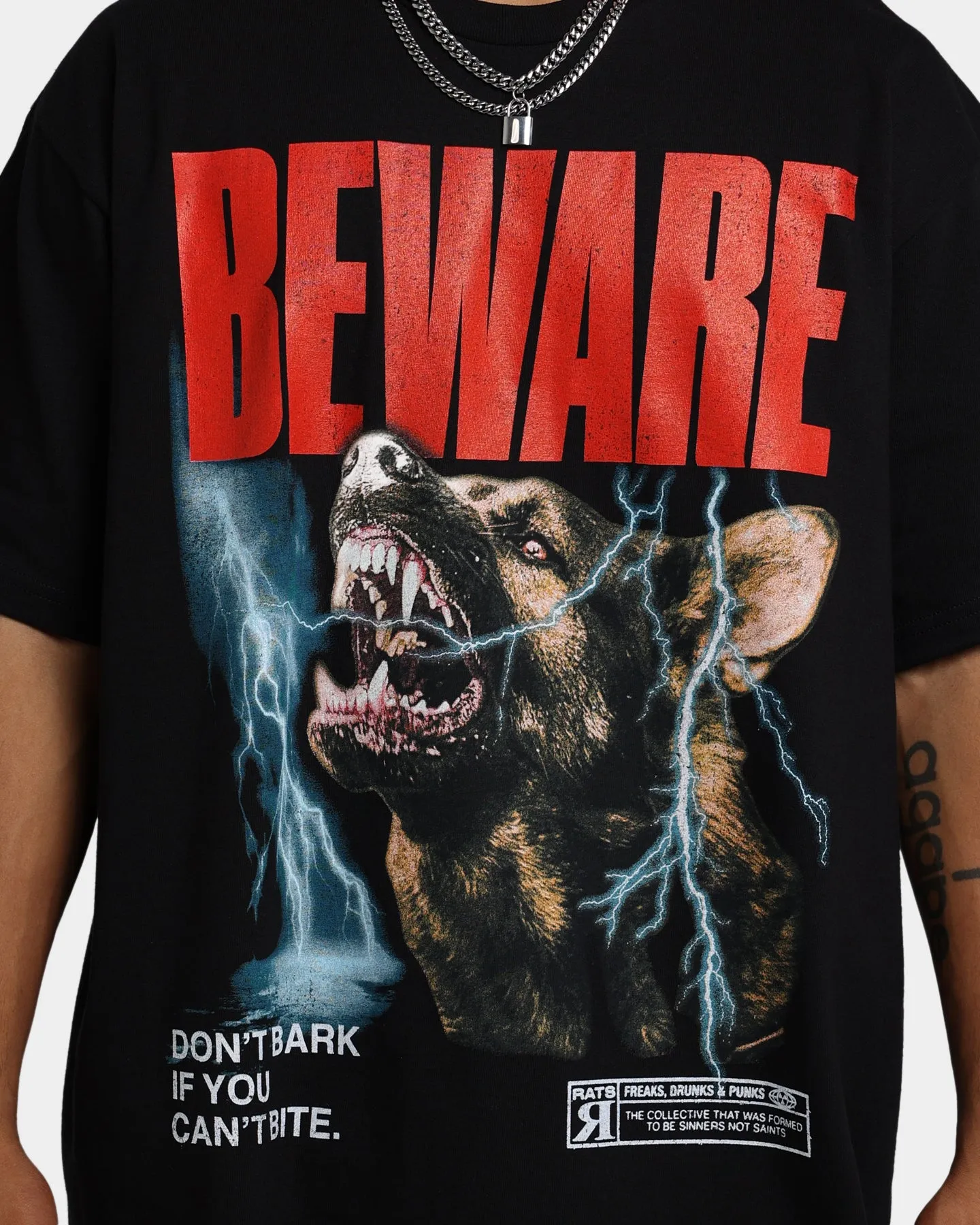 Classic Style Trend Slim Silhouette Rats Get Fat Beware T-Shirt Black