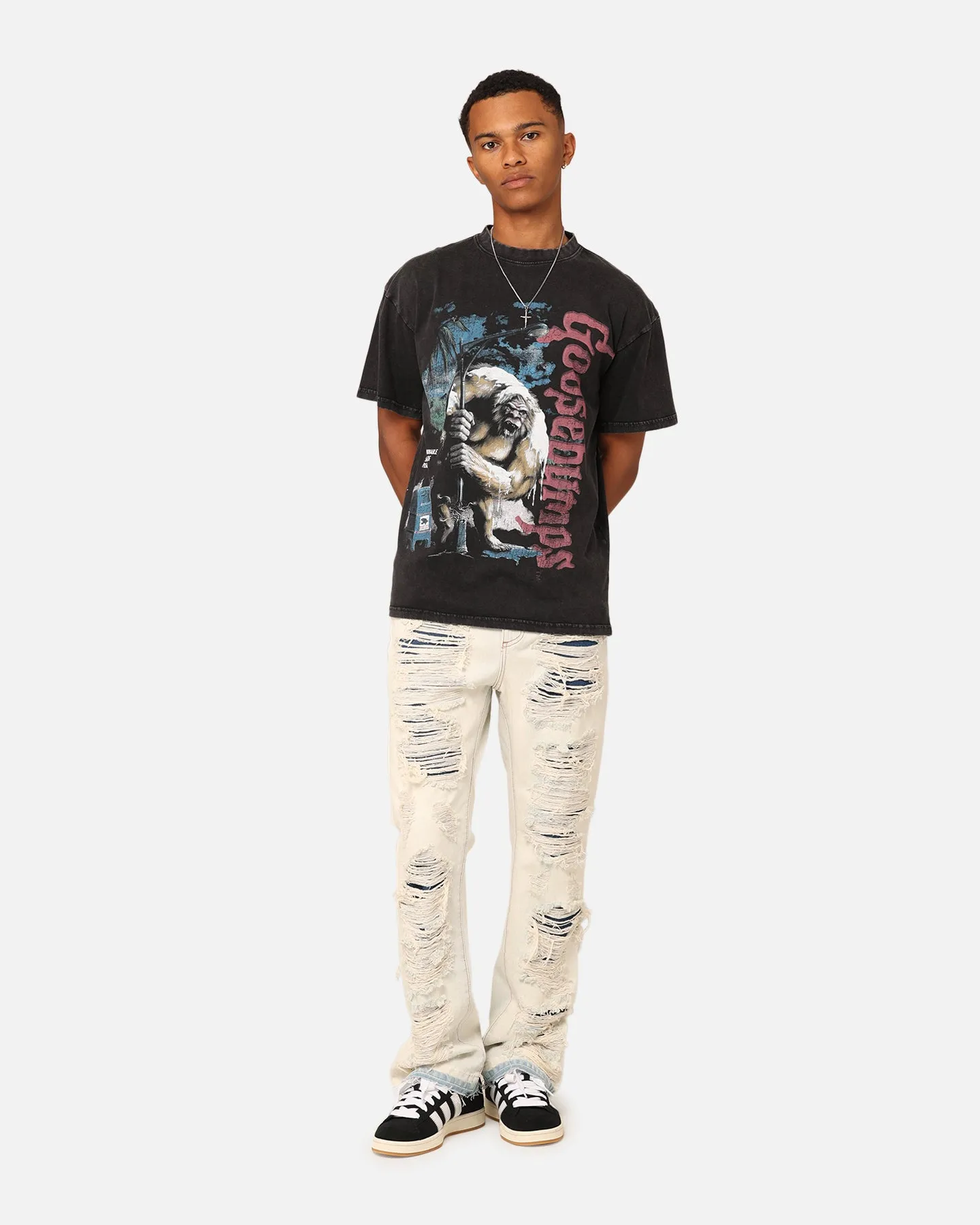 American Thrift X Goosebumps Abominable Snowman Vintage T-Shirt Black Wash Chic Smart