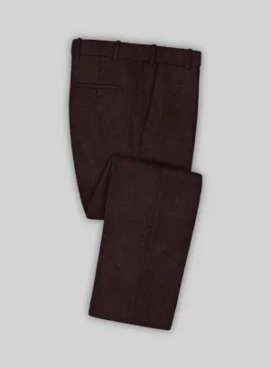Contemporary Design Sleek Silhouette Light Weight Melange Wine Tweed Pants