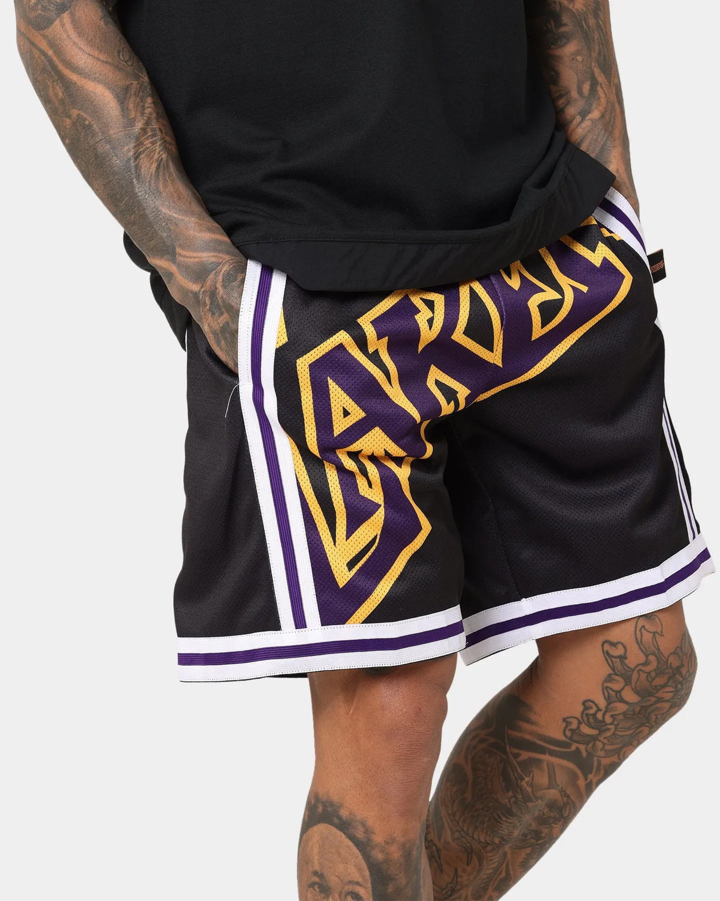 Modern Aesthetic Tailored Cut Mitchell & Ness Los Angeles Lakers Blown Out Fashion Shorts Black