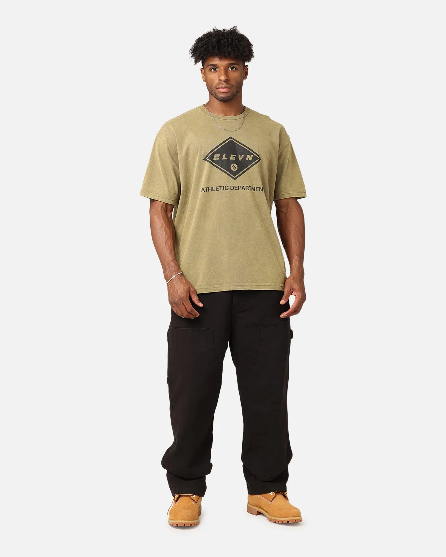 Simple and Light Rayon blend Elevn Clothing Co Athletic Department T-Shirt Khaki
