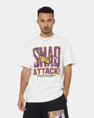 Mitchell & Ness Shaquille O'Neal Los Angeles Lakers Shaq Attack Vintage T-Shirt Vintage White Versatile and Comfortable Top Rated