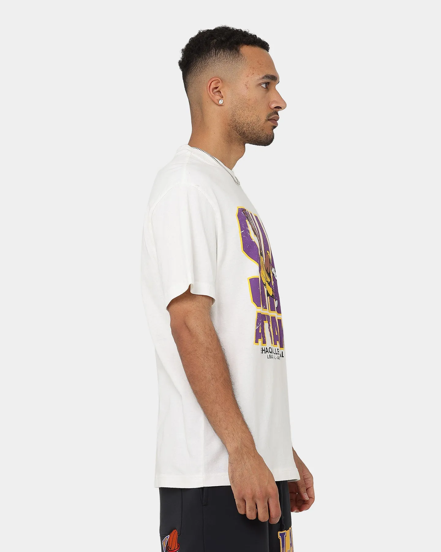 Hypoallergenic fabric Daily Style Trend Mitchell & Ness Shaquille O'Neal Los Angeles Lakers Shaq Attack Vintage T-Shirt Vintage White