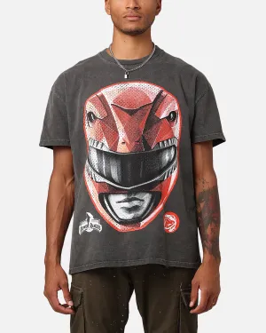 American Thrift X Power Rangers Red Ranger Big Head Heavyweight Vintage T-Shirt Black Wash Non Toxic Materials Affordable accessibility
