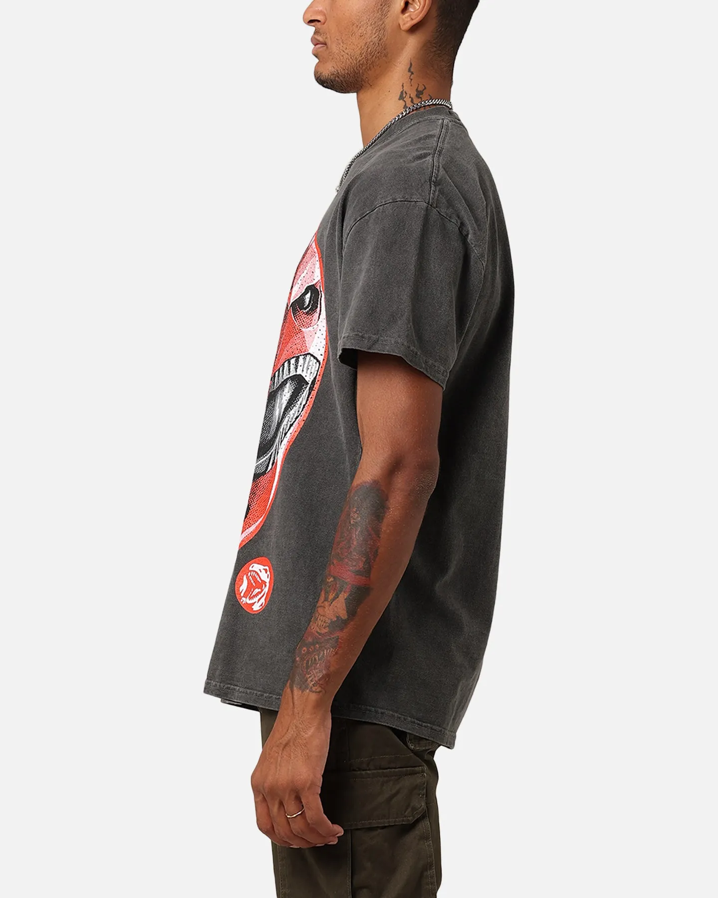 Everyday Casual Casual Layer Wear American Thrift X Power Rangers Red Ranger Big Head Heavyweight Vintage T-Shirt Black Wash