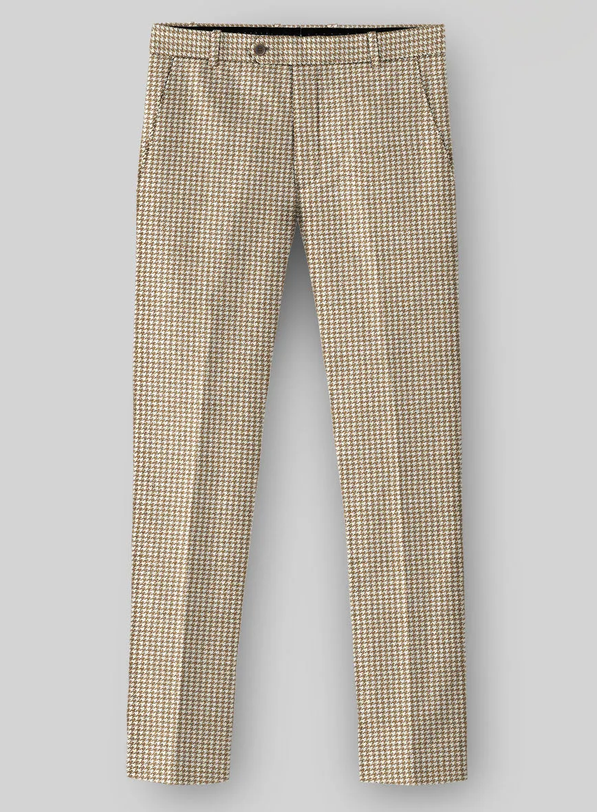 Houndstooth Beige Tweed Pants Minimalist Comfort Business Ready Look