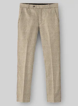 Houndstooth Beige Tweed Pants Minimalist Comfort Business Ready Look