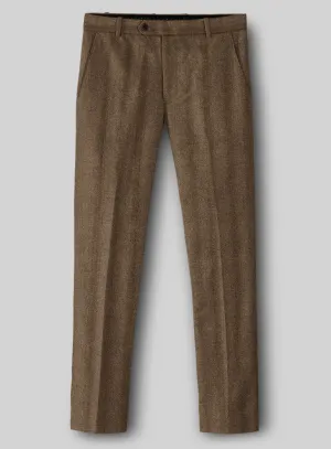 Italian Wide Herringbone Brown Tweed Pants Luxury Layering