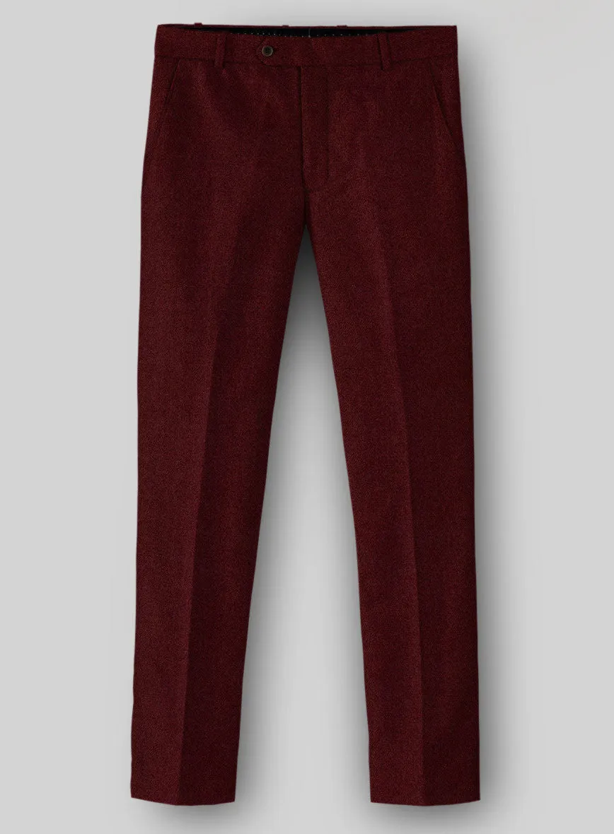Naples Dark Scarlet Tweed Pants Work Style Fit