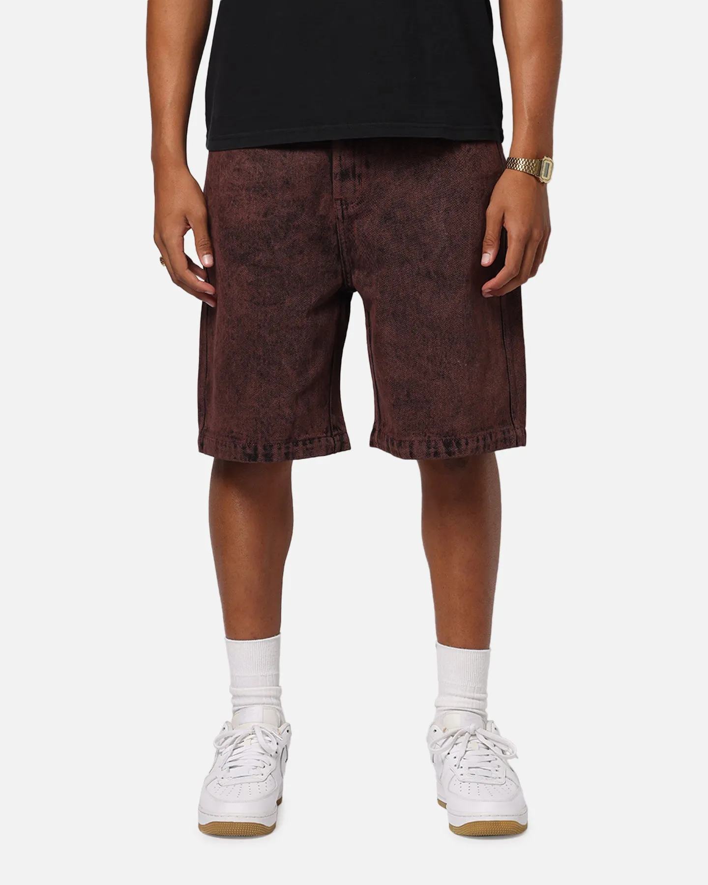 X-Large Bull Denim 91 Shorts Burgundy OrganicCottonBlend