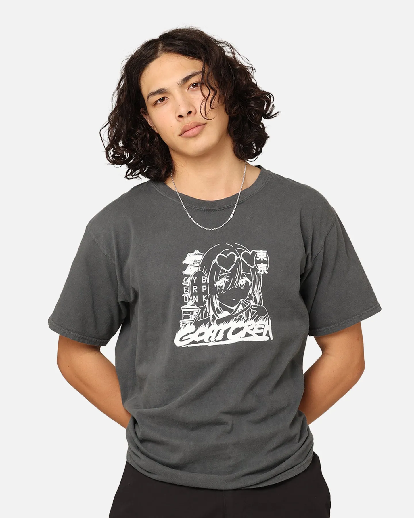 Fun Prints Goat Crew UWU Girl T-Shirt Off Black