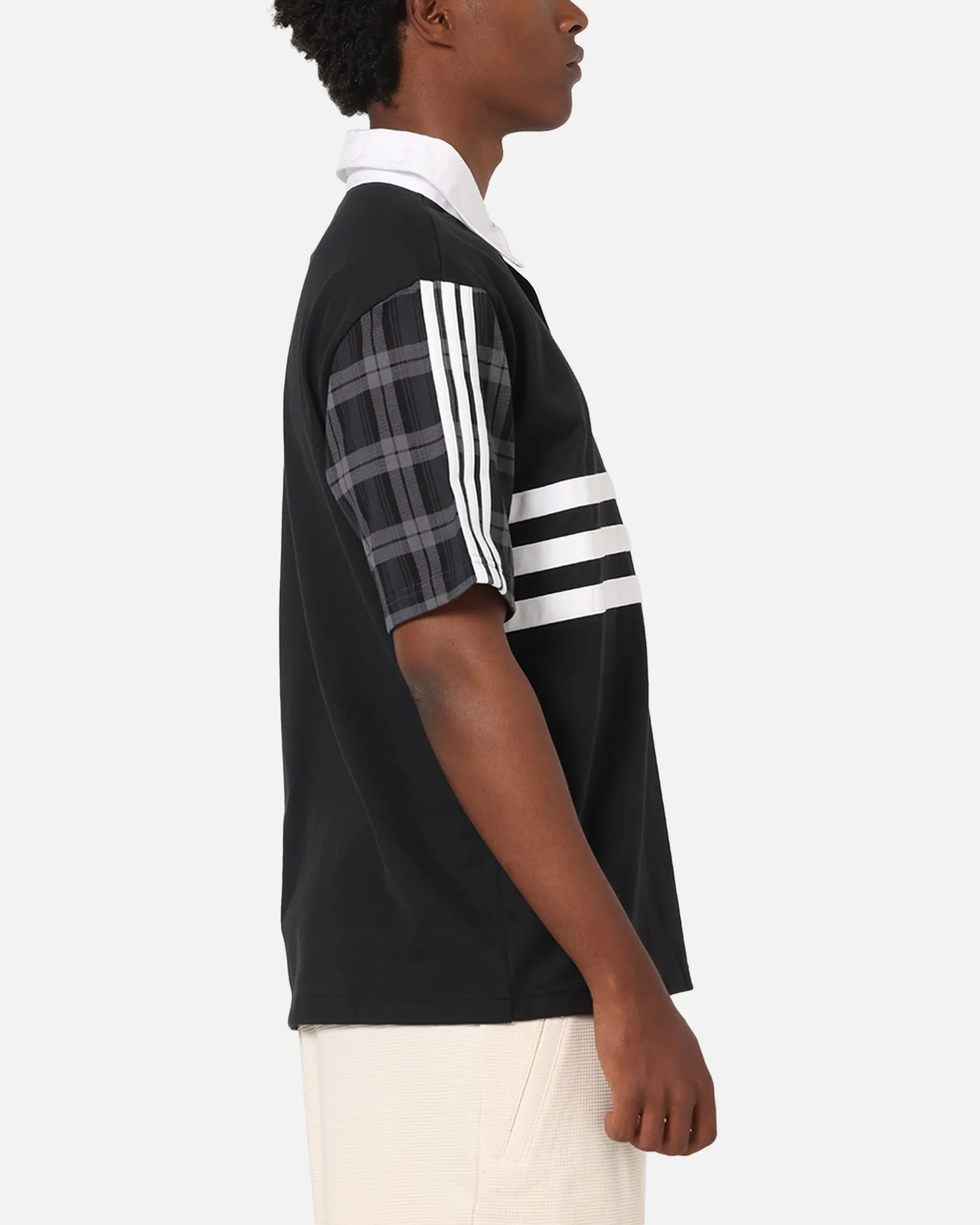Quick-Dry Tech Adidas Tartan Regular Rugby Polo T-Shirt Black