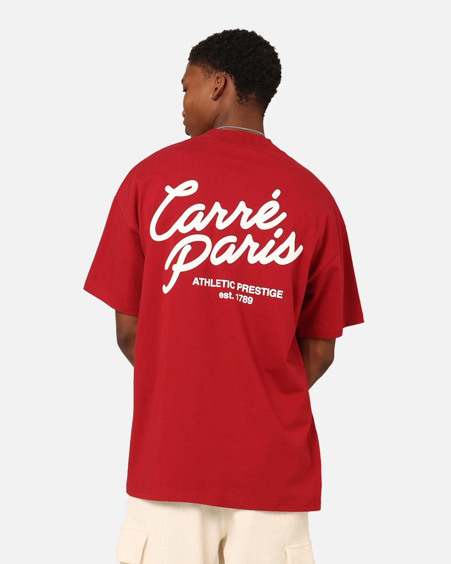 Beach Wear Carre Athletic Heritage Oversized T-Shirt Crimson