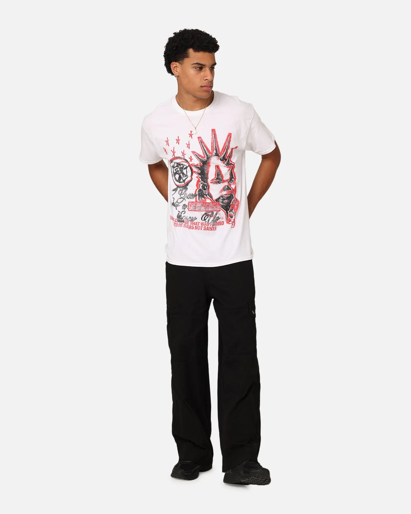 Timeless Appeal Modern Layering Rats Get Fat Screw Up T-Shirt White