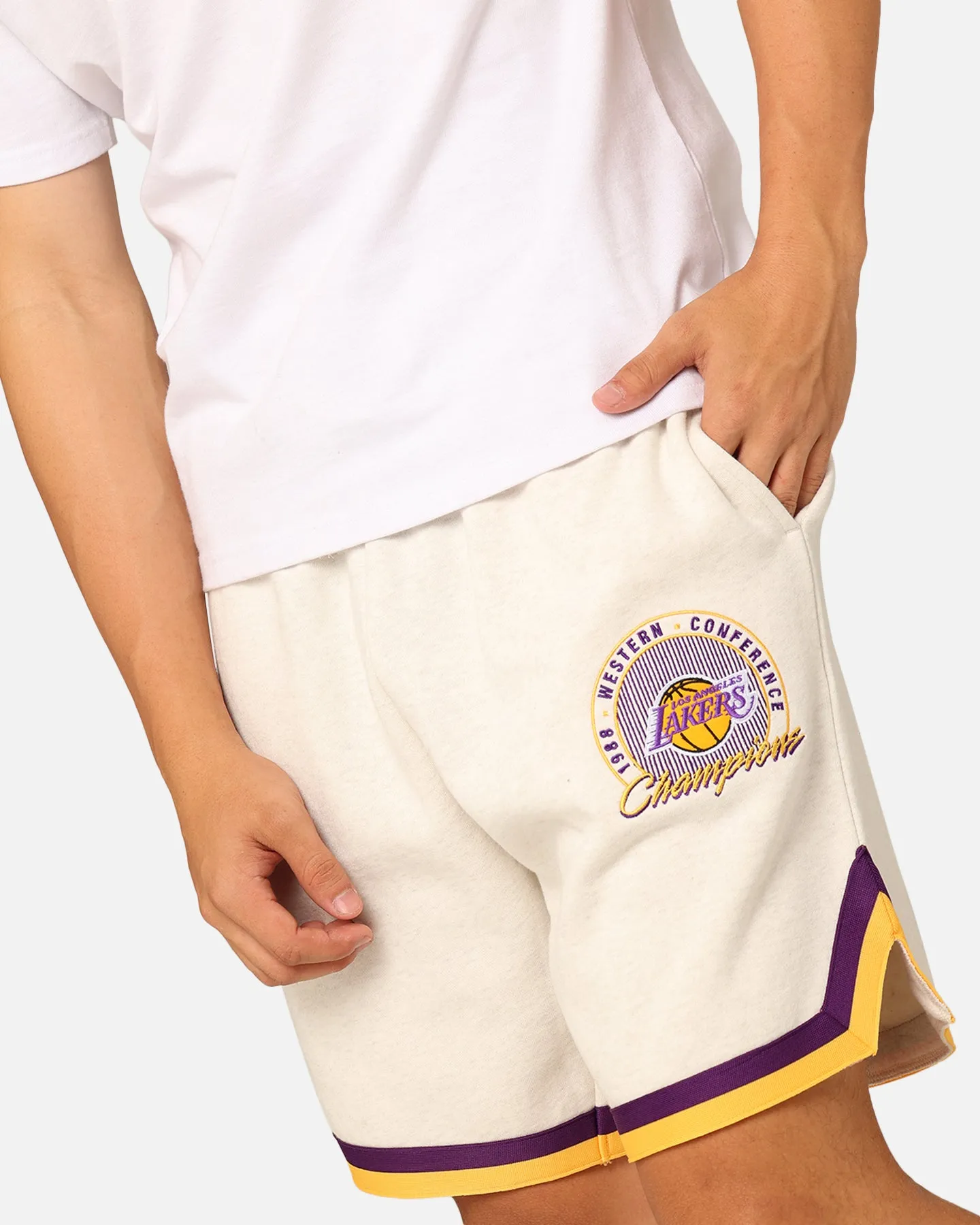 Mitchell & Ness Los Angeles Lakers Shooting Shorts White Marle Gift Idea