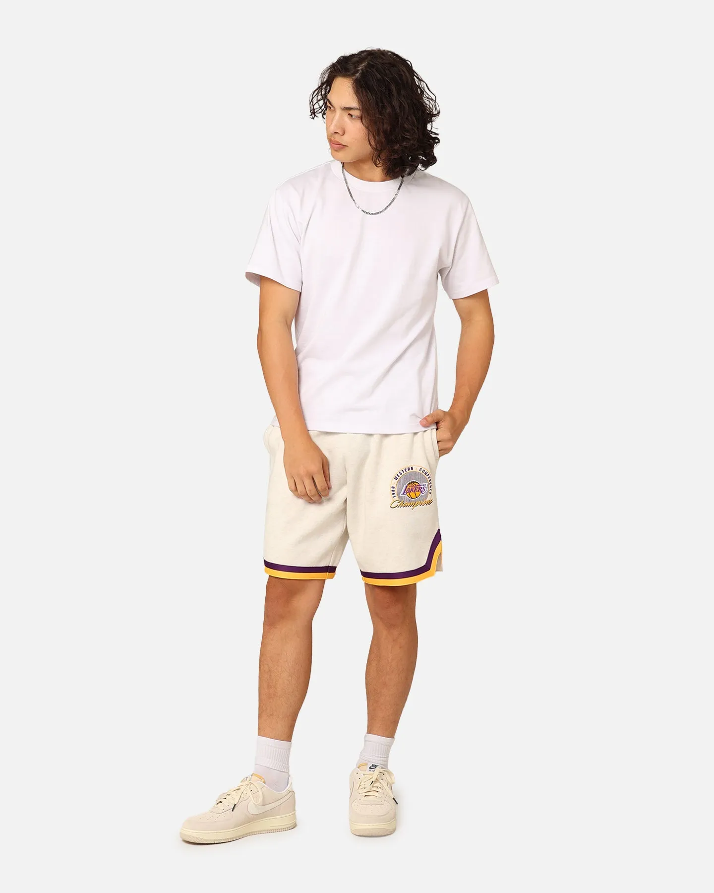 Mitchell & Ness Los Angeles Lakers Shooting Shorts White Marle Chic Design TemperatureRegulating