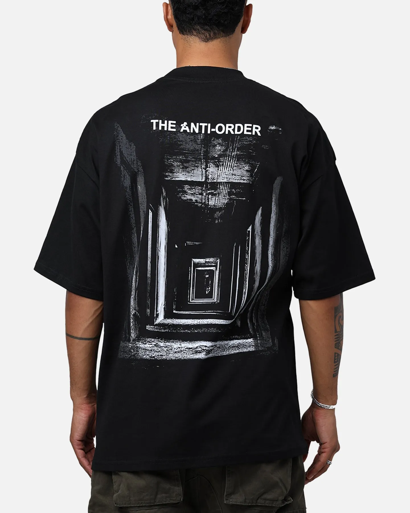 The Anti Order Endless Egress Mock T-Shirt Black Subtle Embroidery
