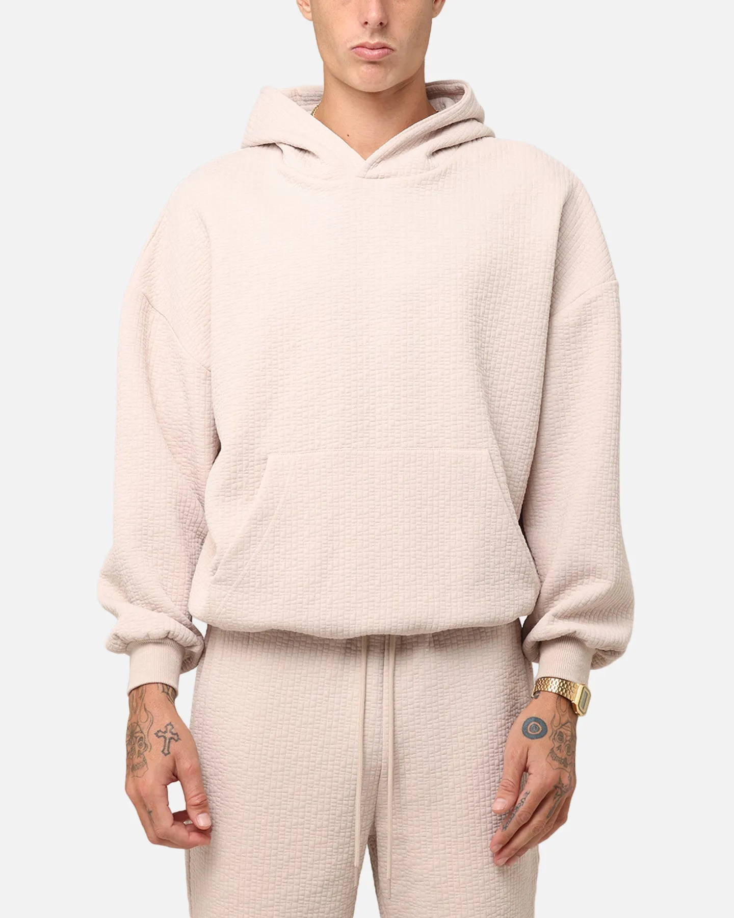 XXIII Pebble Textured Hoodie Stone Stylish
