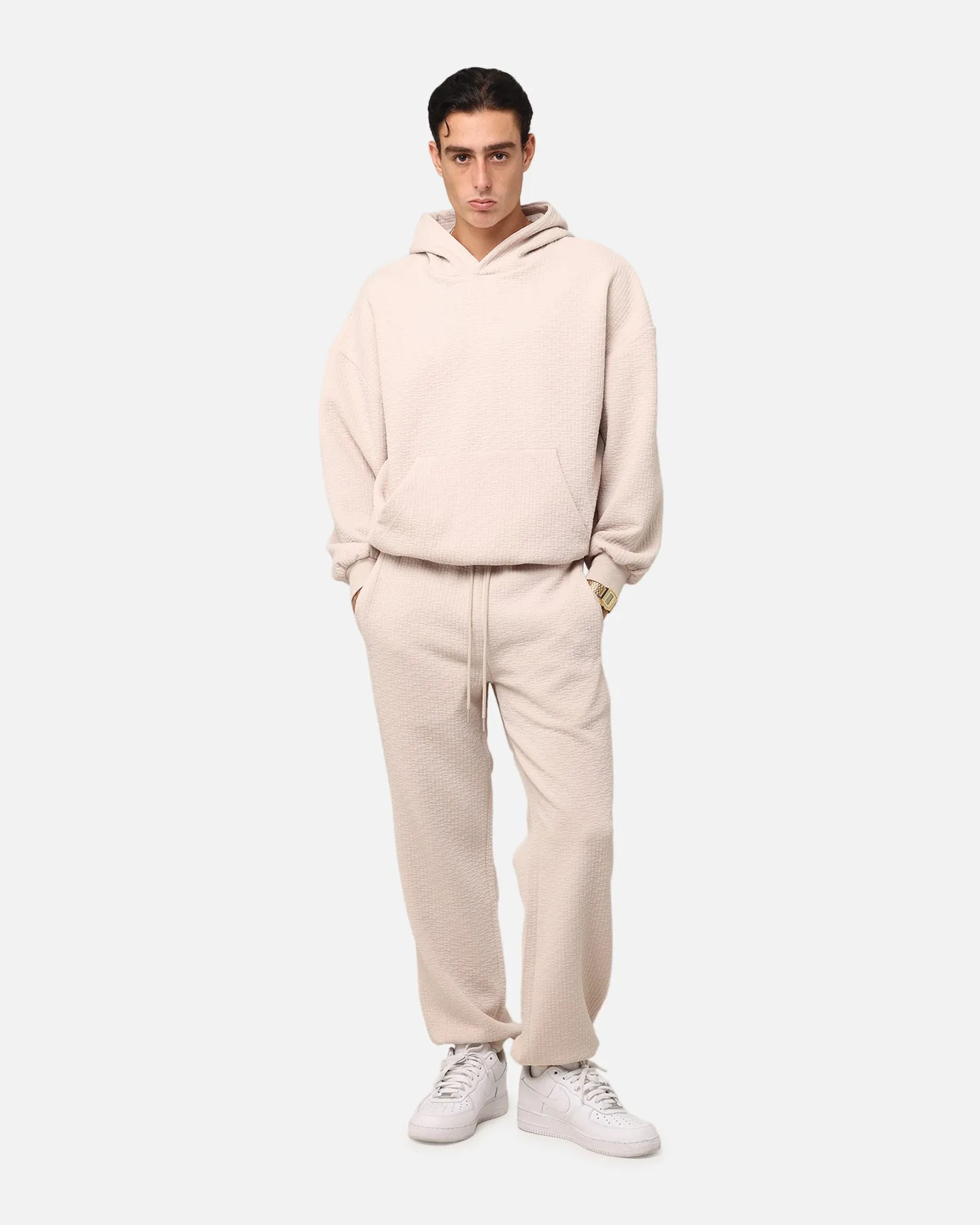 Vintage Wash Effect XXIII Pebble Textured Hoodie Stone
