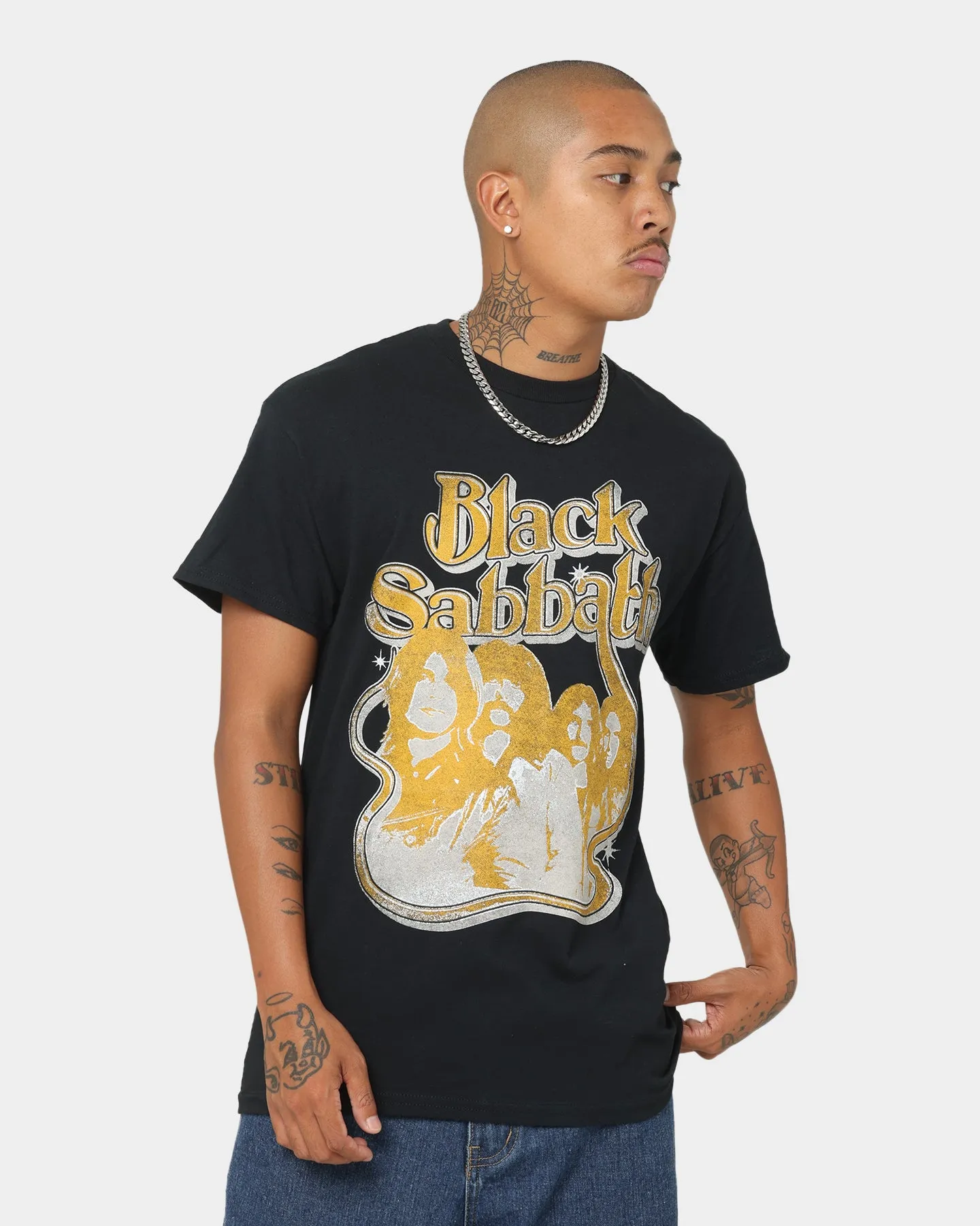 UV Protection Black Sabbath Portrait Loop Vintage T-Shirt Black