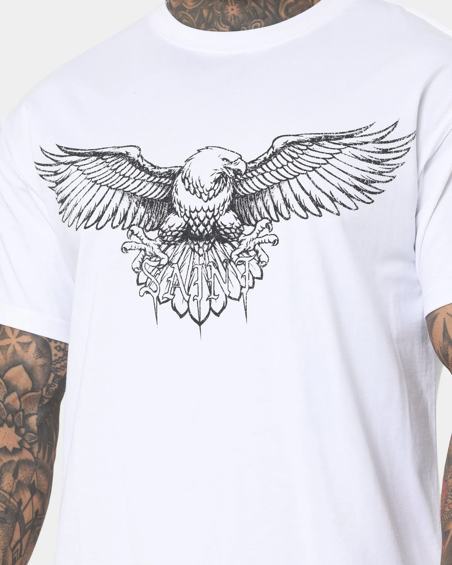 Saint Morta Bird Of Prey Lafayette T-Shirt White/Black Seasonal Comfort LowImpact Manufacturing