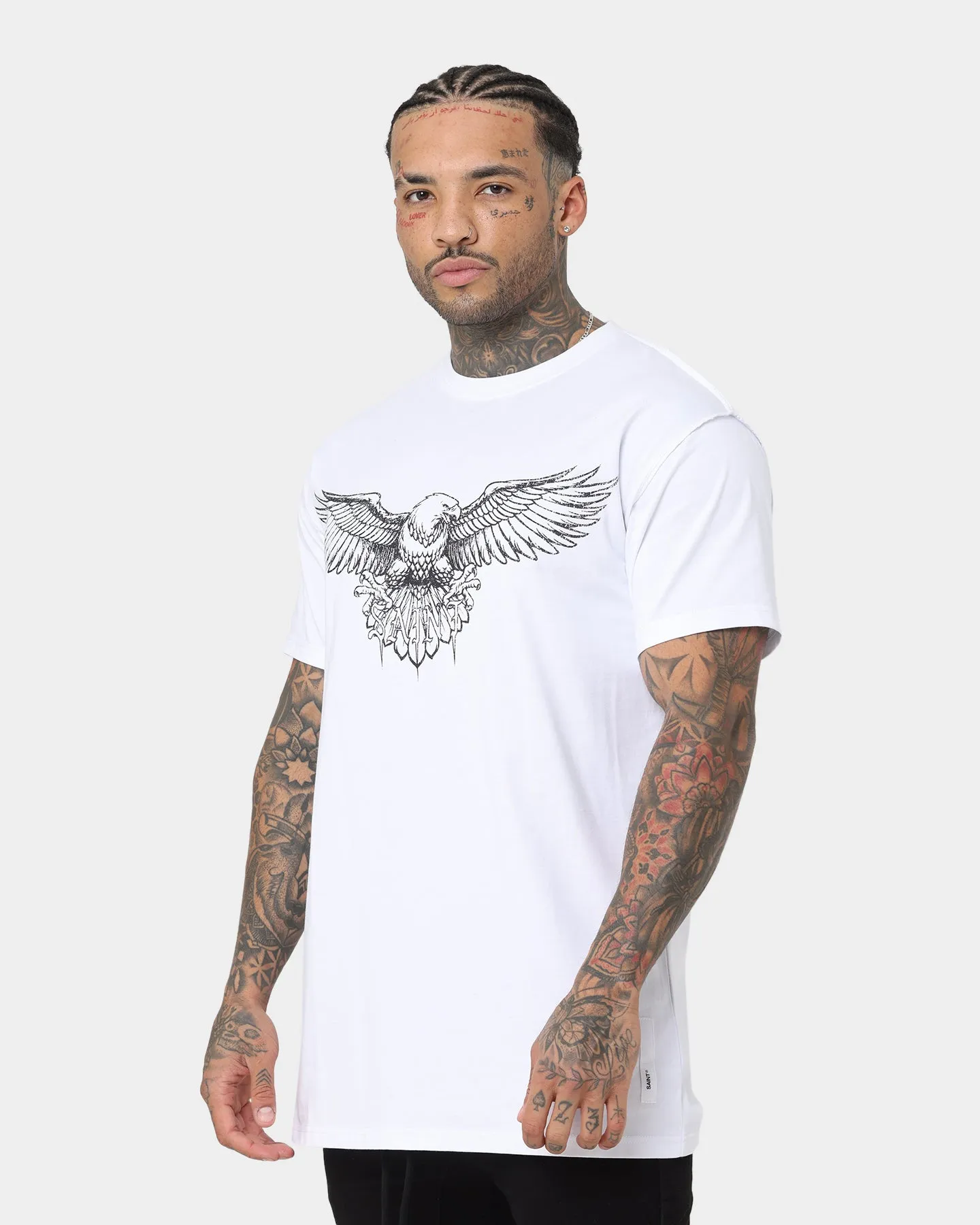 Reinforced Shoulder Stitching Saint Morta Bird Of Prey Lafayette T-Shirt White/Black