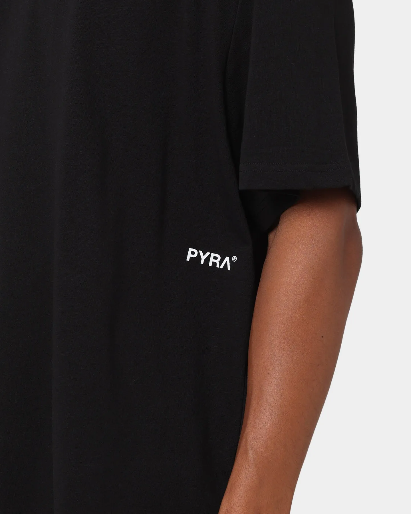PYRA Micro Logo T-Shirt Black/White Stretchable Collar Band adults'