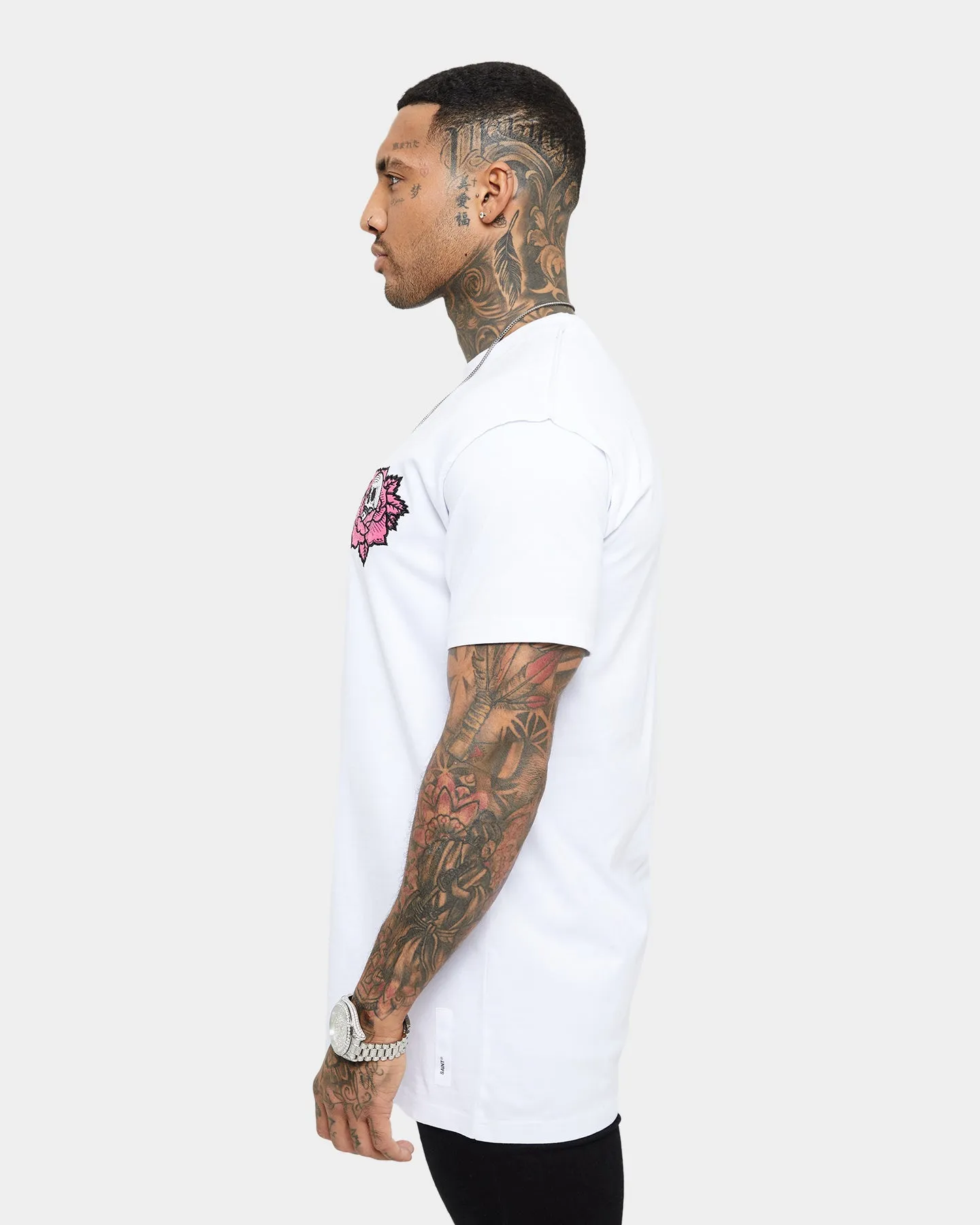 Basic Piece Saint Morta Skull Flower Lafayette T-Shirt White