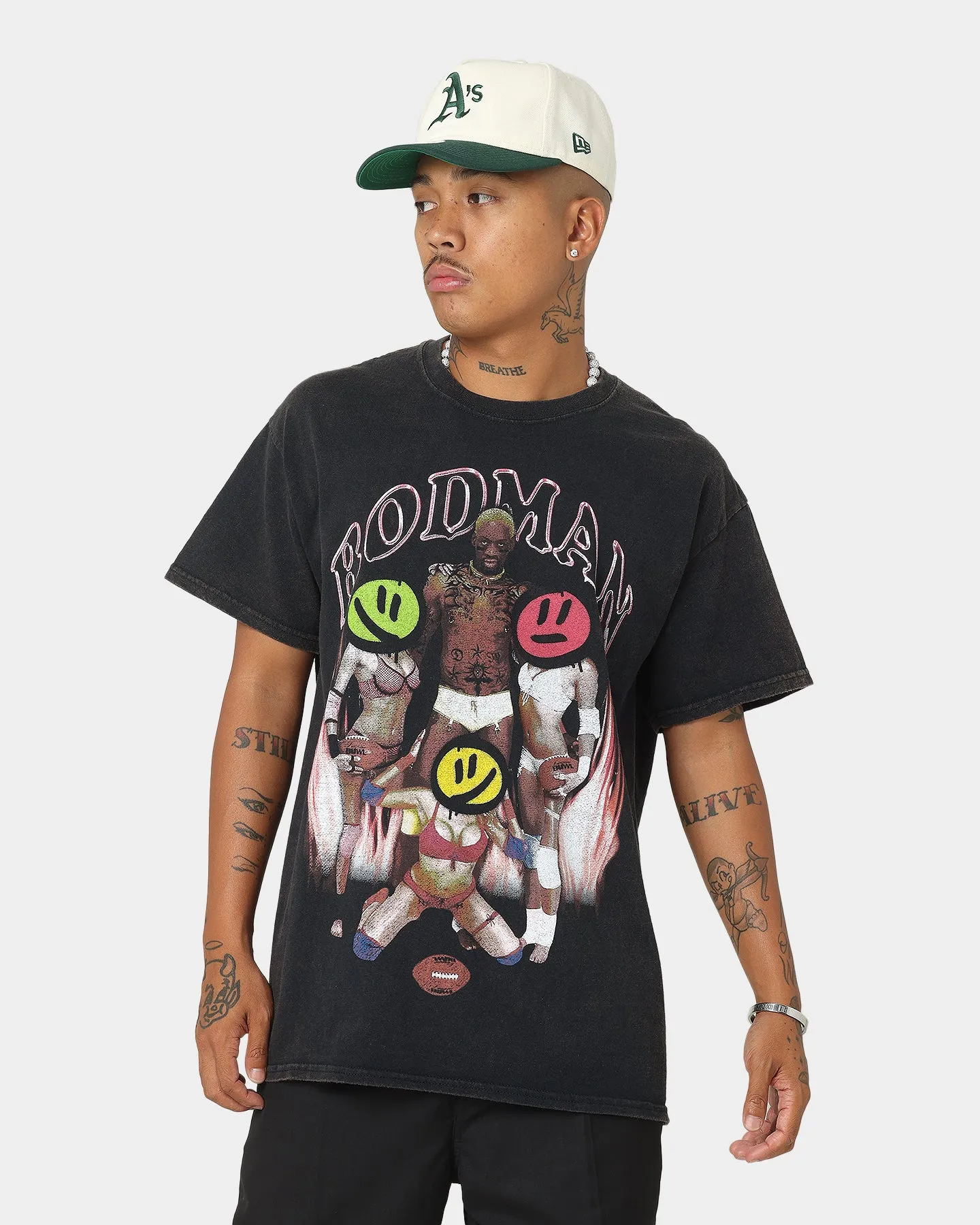 cotton material Sweat Absorbent Rodman Brand Partyboy Vintage T-Shirt Black Wash