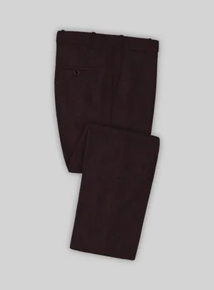 Highlander Heavy Wine Herringbone Tweed Pants Comfortable Business