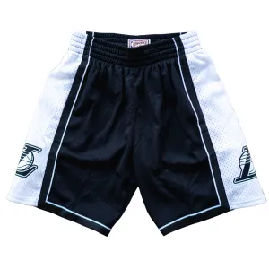 Stretchable Waistband Mitchell & Ness White Logo Swingman Shorts Los Angeles Lakers