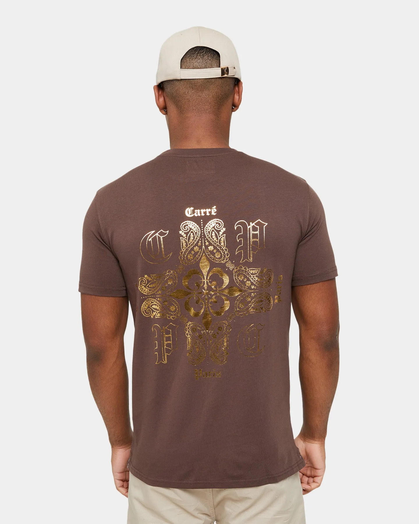 Tear Resistant Knit Carre Imperial Classic Short Sleeve T-Shirt Brown