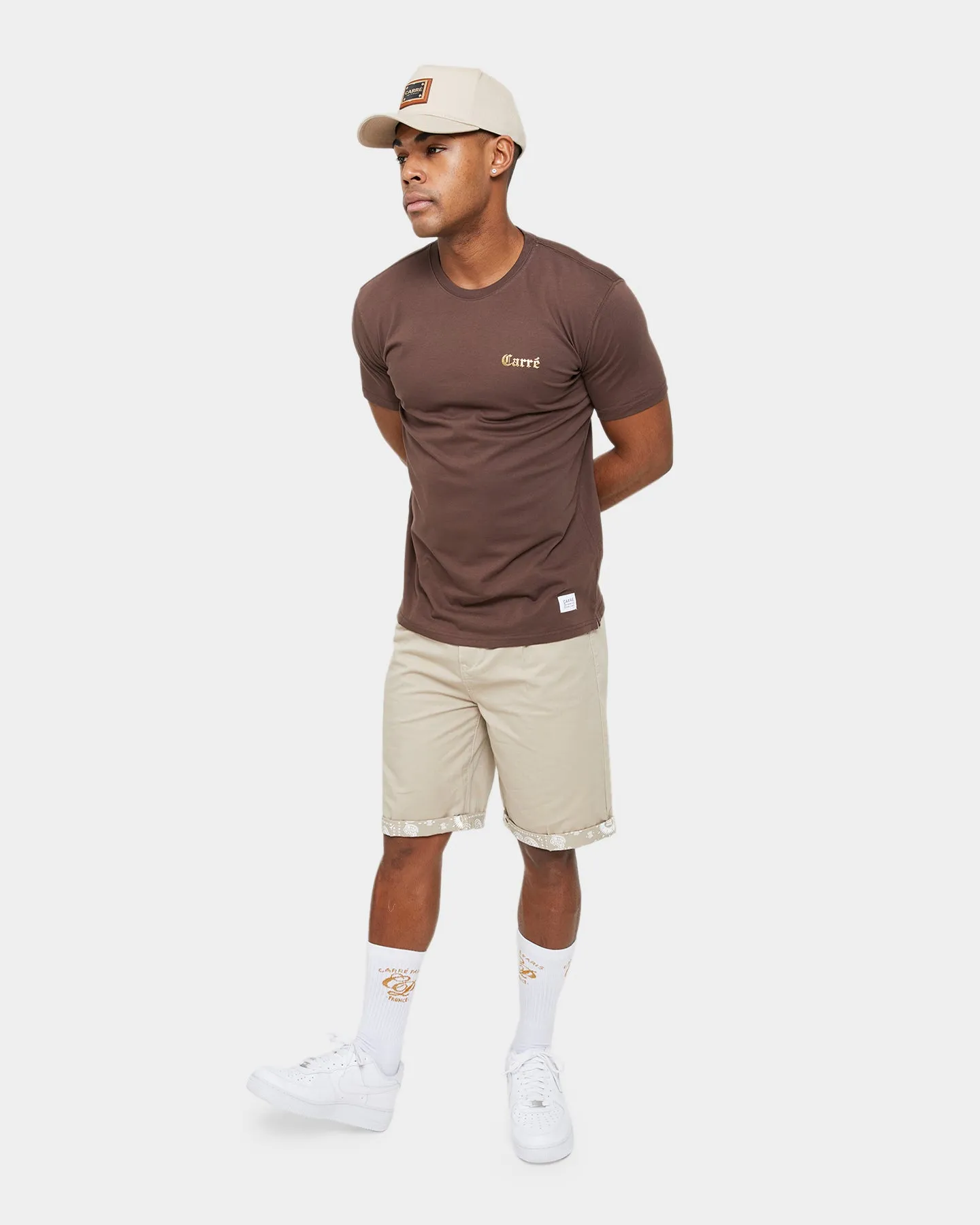 athletic style Ruffled edges Carre Imperial Classic Short Sleeve T-Shirt Brown