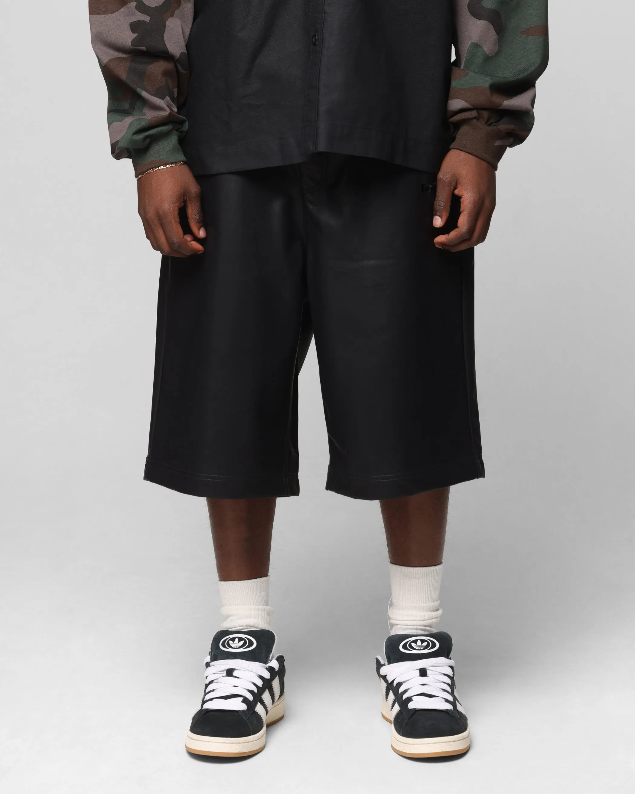 Loiter Collateral PU Leather Jorts Black Stretch Fit