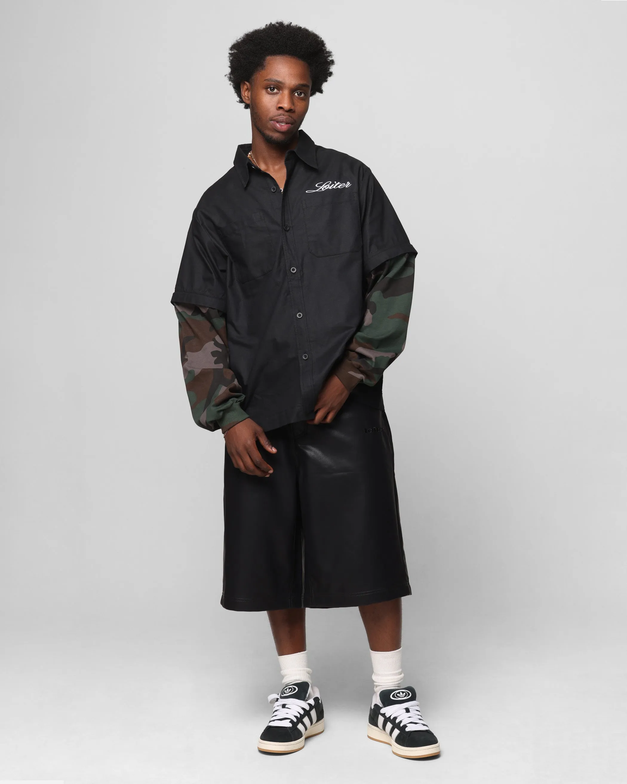Loiter Collateral PU Leather Jorts Black FlameRetardantTreatment Freedom Move