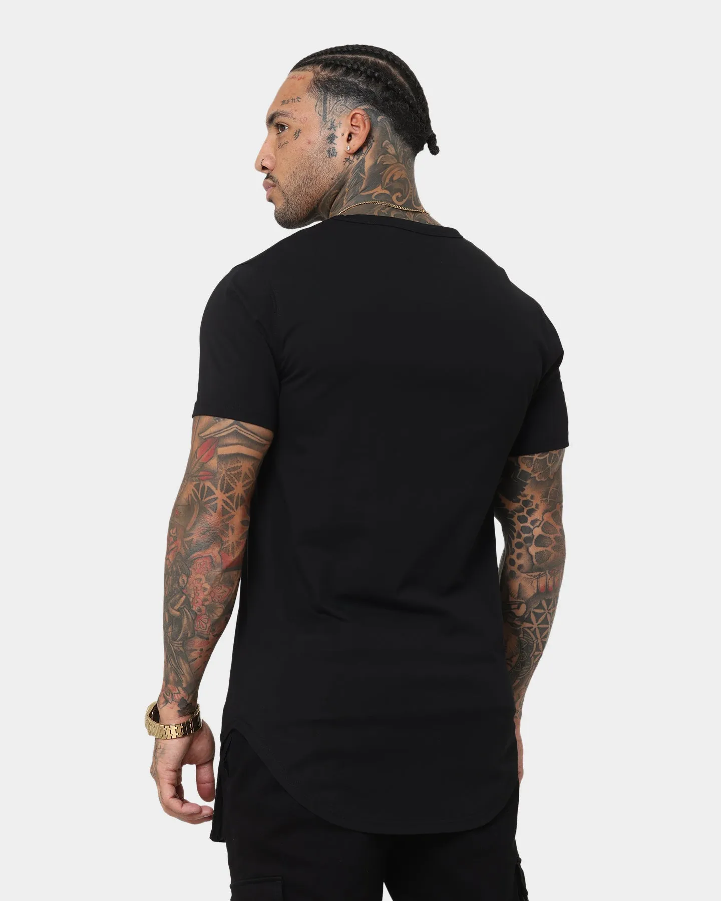 Breathable Cotton Fabric Saint Morta Gothic Rhinestone T-Shirt Black/Black