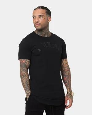 Classic Crew Neck Classic Layering Saint Morta Gothic Rhinestone T-Shirt Black/Black