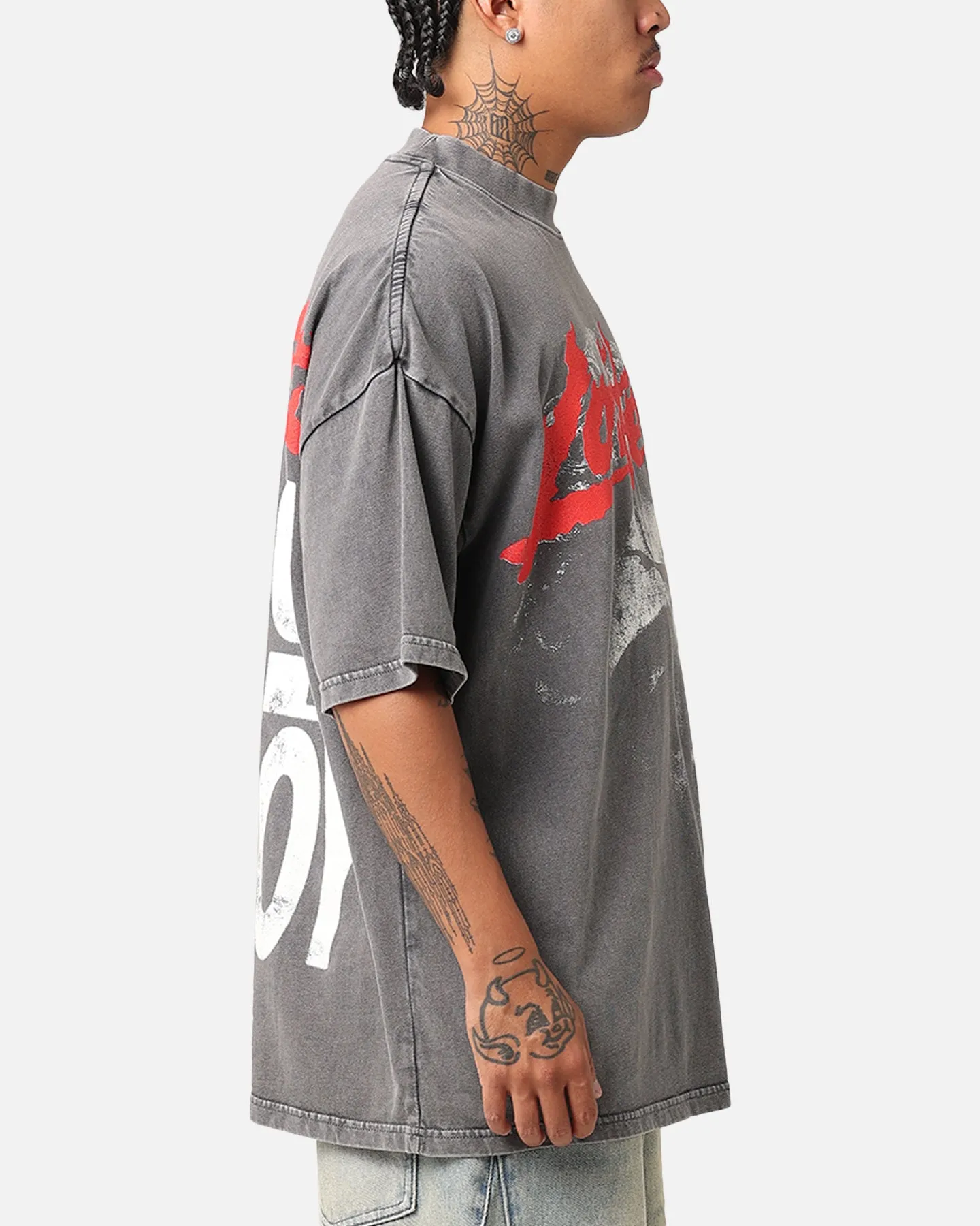 Loiter Search And Destroy Oversized T-Shirt Charcoal Grey Chic Smart