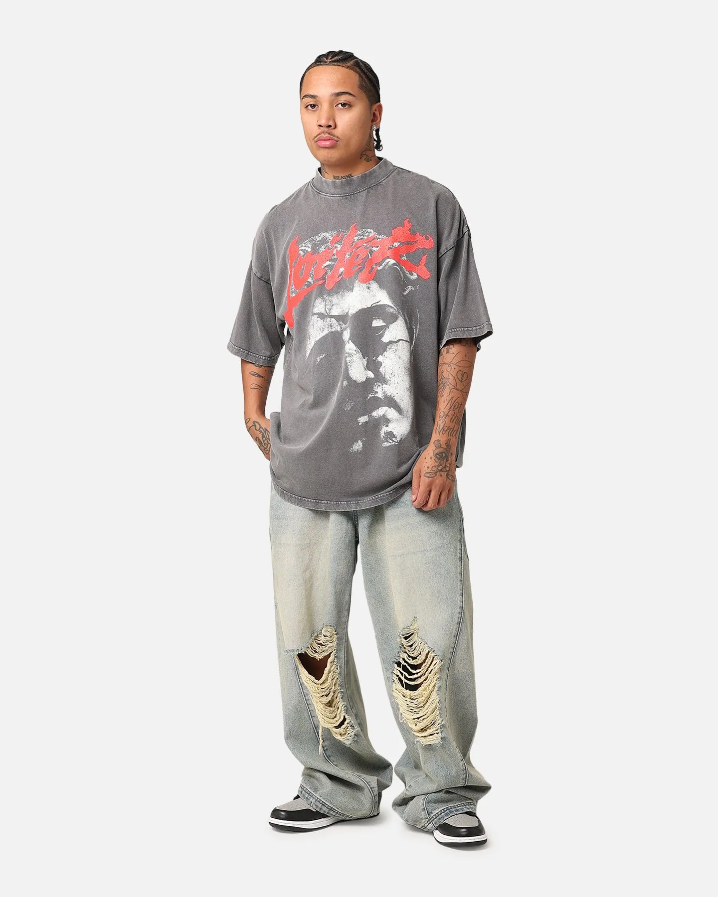 Loiter Search And Destroy Oversized T-Shirt Charcoal Grey ComfortFirst