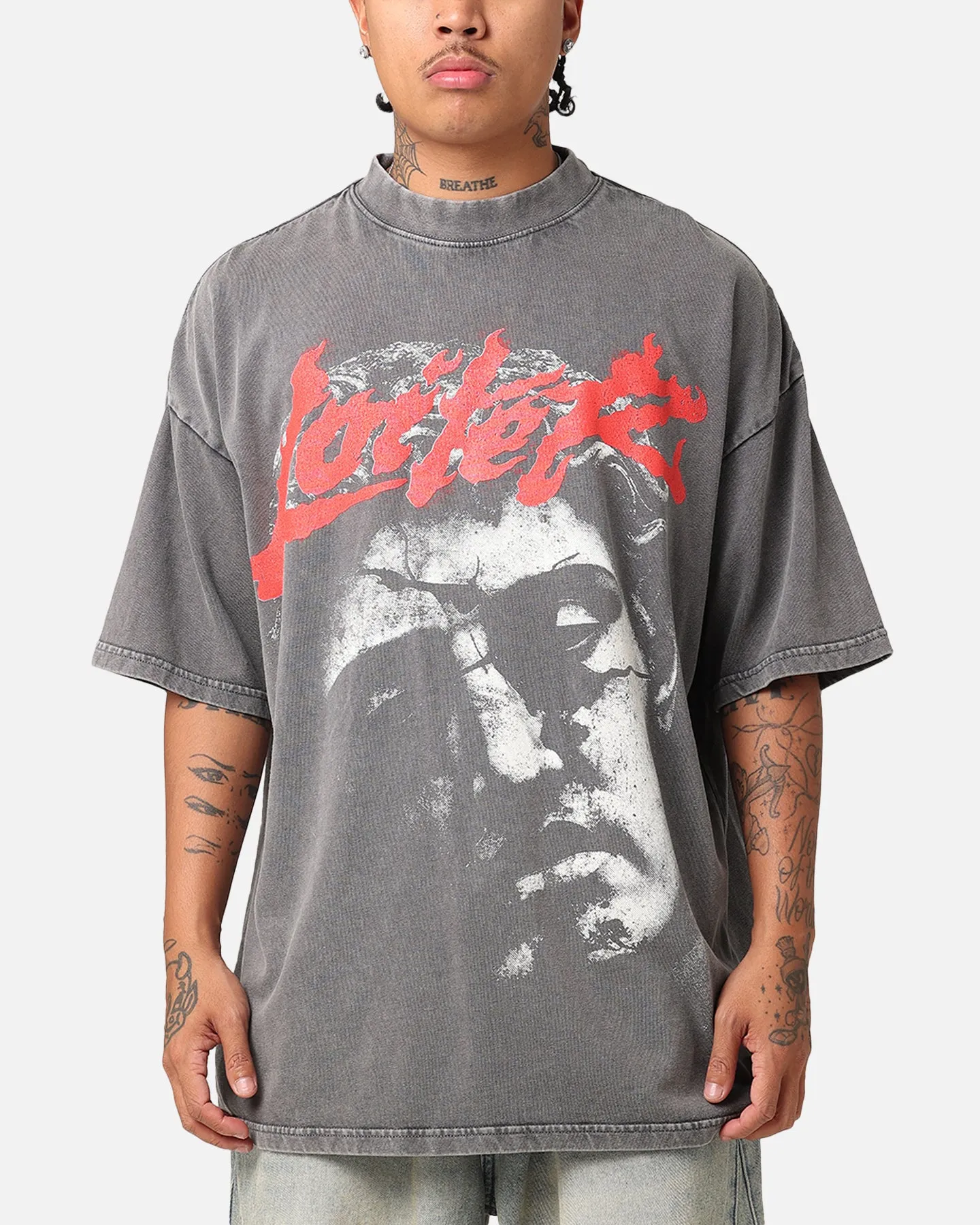 Loiter Search And Destroy Oversized T-Shirt Charcoal Grey Spring Wear Chill Vibes