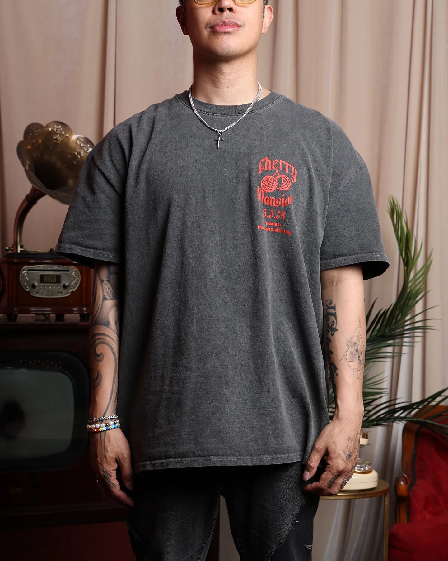 Culture Kings X Brian Puspos T-Shirt Black Wash Easy Wear Option OekoTexCertified