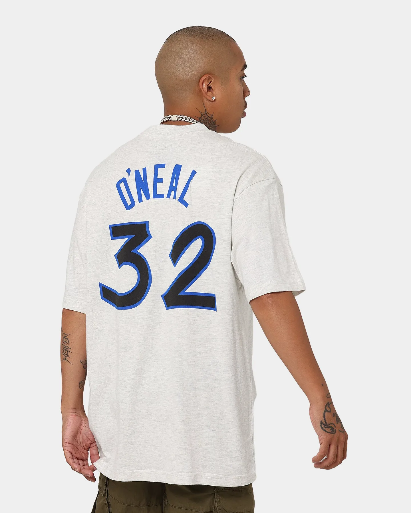 Micro Perforated Fabric Mitchell & Ness Orlando Magic Shaquille O'Neal #32 N&N T-Shirt White Marle